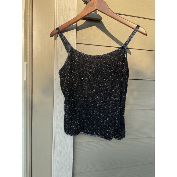 Vintage Cache Silk Beaded Sleeveless Blouse Size 8 - Picture 2 of 4